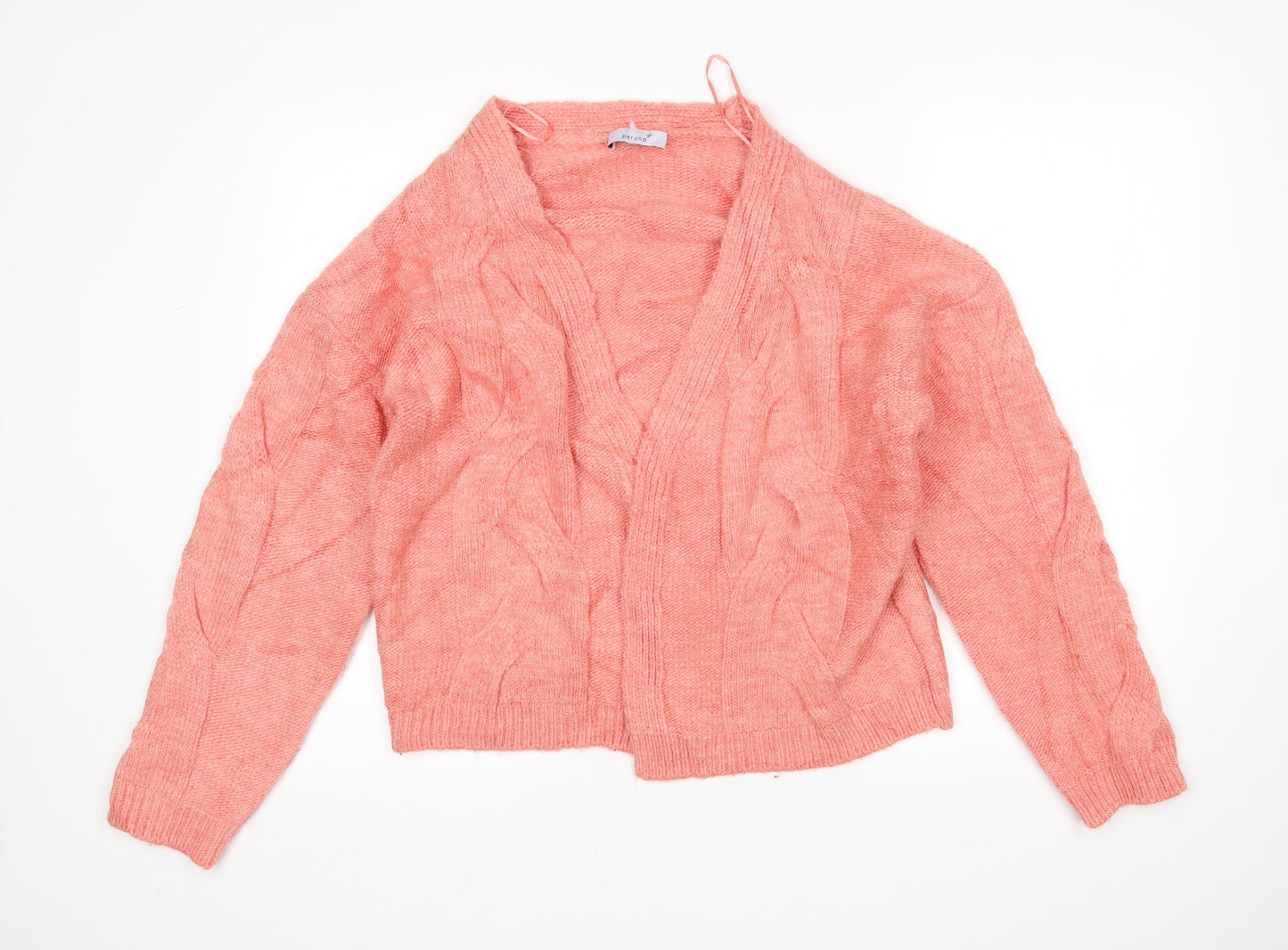 M&S Womens Pink V-Neck  Acrylic Cardigan Jumper Size M