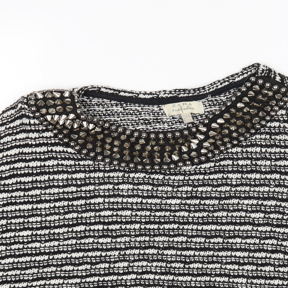 Zara Womens Multicoloured Round Neck Striped  Pullover Jumper Size M