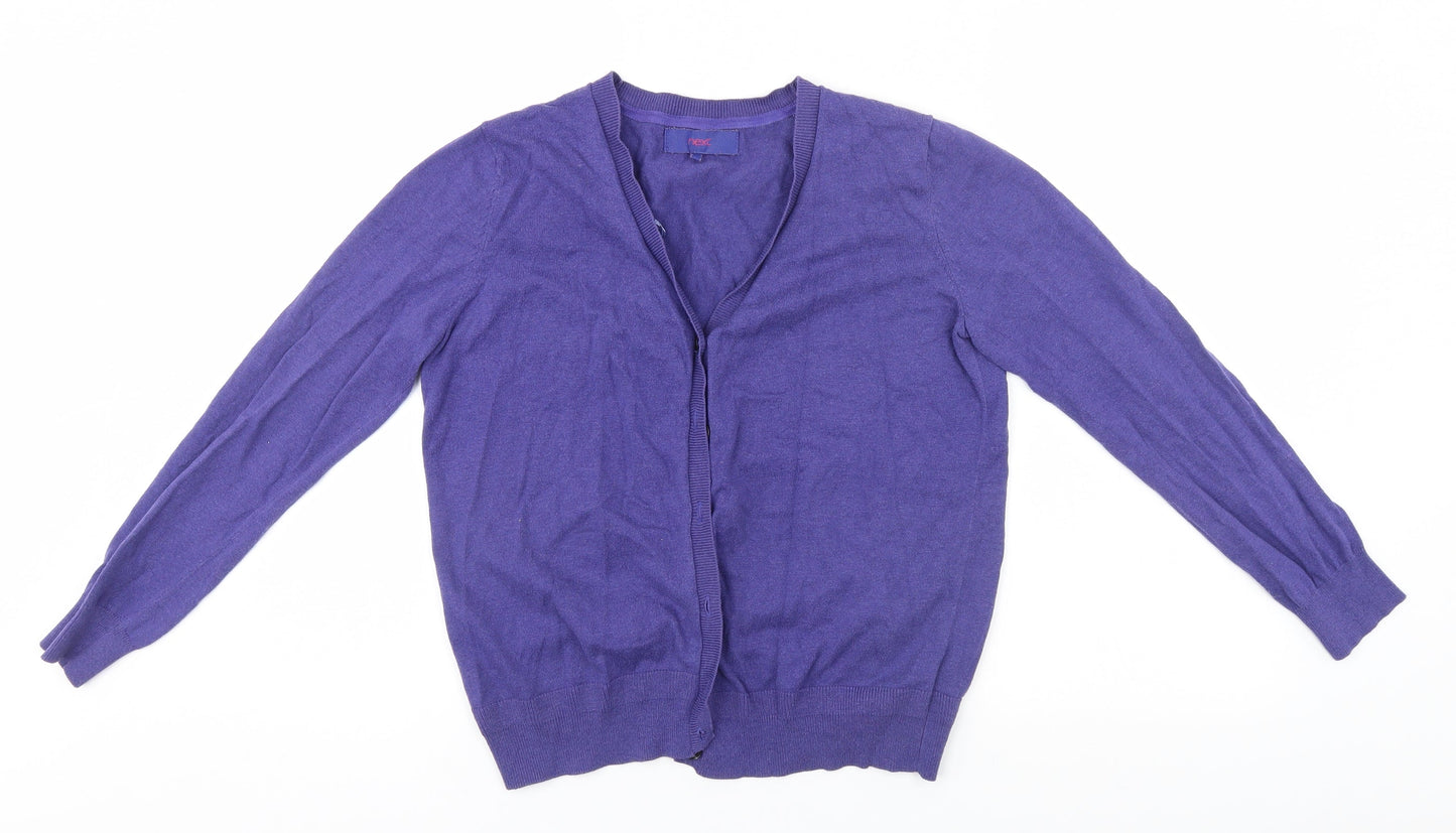 NEXT Womens Blue V-Neck  Cotton Cardigan Jumper Size 12