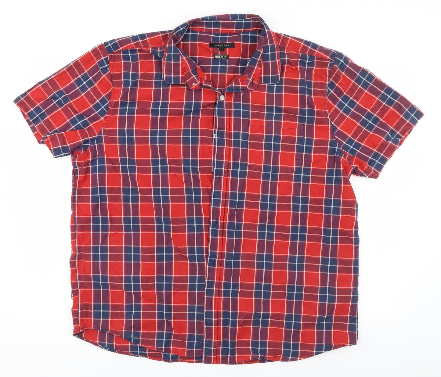 Peacocks Mens Red Plaid Cotton  Button-Up Size 2XL Collared
