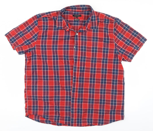 Peacocks Mens Red Plaid Cotton  Button-Up Size 2XL Collared