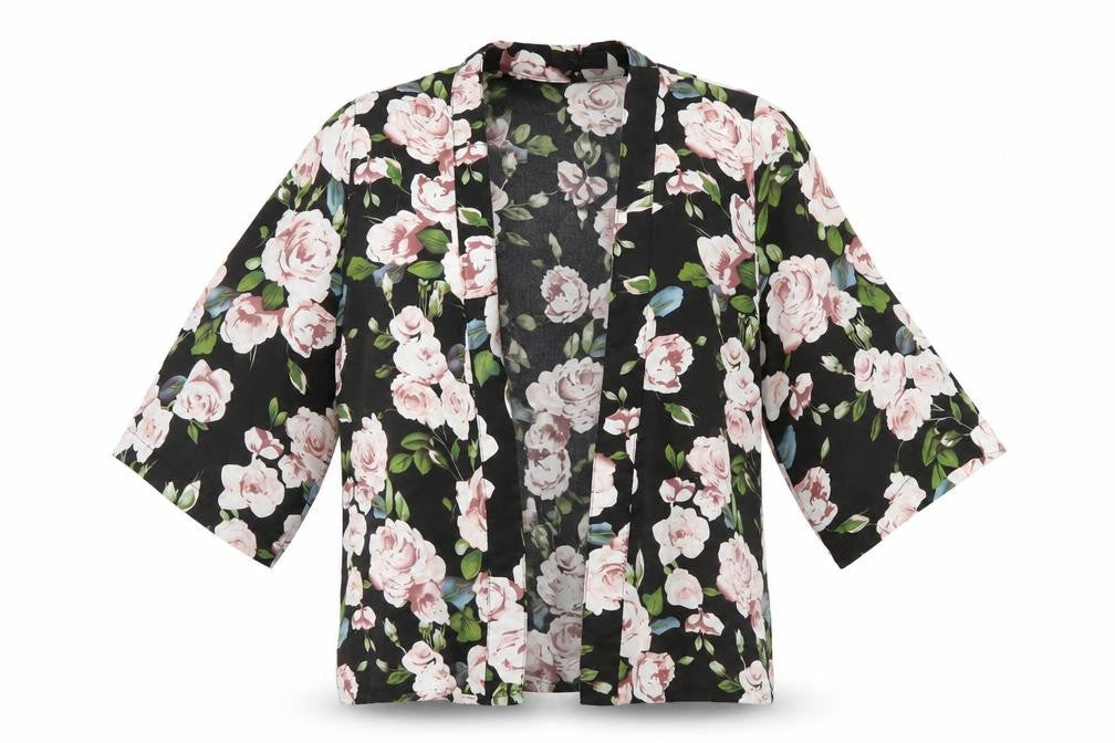 New Look Womens Black Floral Polyester Basic Blouse Size 10 Round Neck