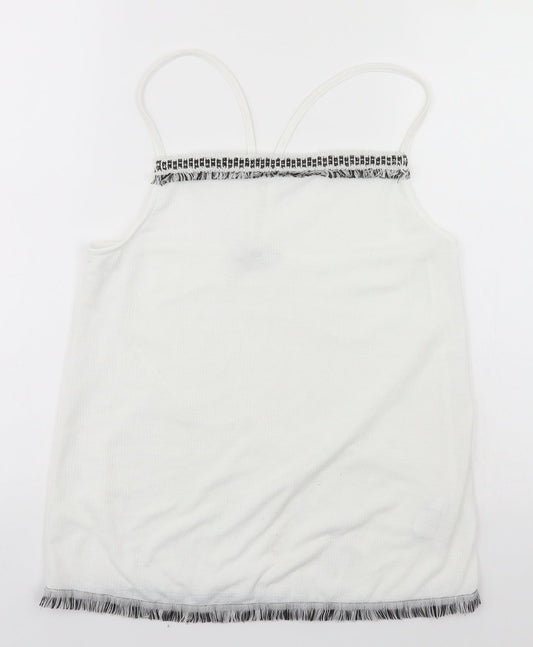 NEXT Womens White  Polyester Basic Tank Size 10 Off the Shoulder