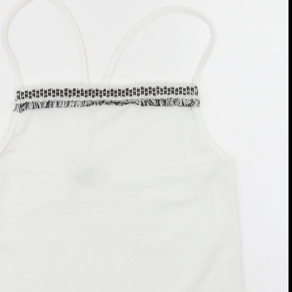 NEXT Womens White  Polyester Basic Tank Size 10 Off the Shoulder