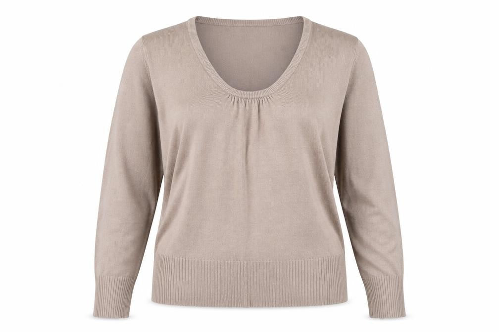 Papaya Womens Beige Round Neck  Acrylic Pullover Jumper Size 16