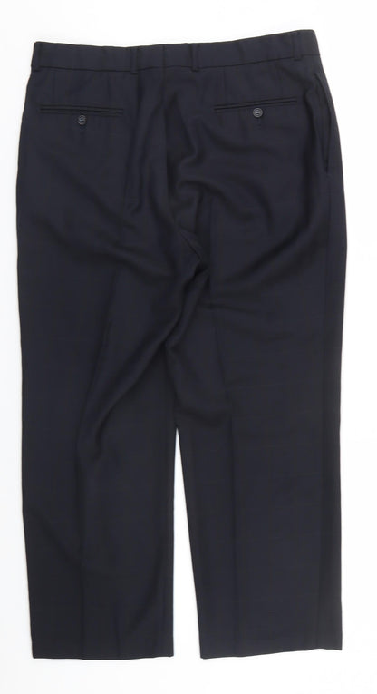 Armando Mens Blue Plaid Acetate Trousers   L26 in Regular