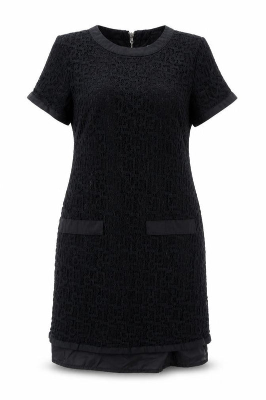 Peacocks Womens Black  Cotton Pencil Dress  Size 10 Round Neck