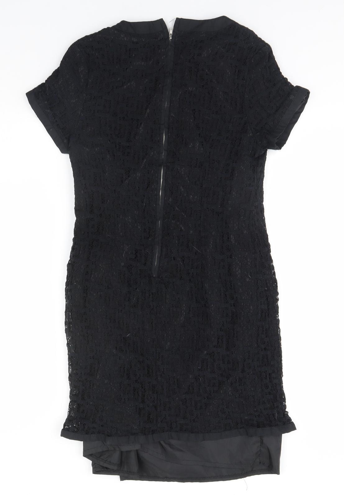 Peacocks Womens Black  Cotton Pencil Dress  Size 10 Round Neck