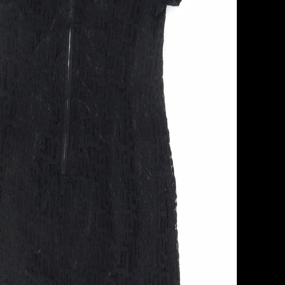 Peacocks Womens Black  Cotton Pencil Dress  Size 10 Round Neck