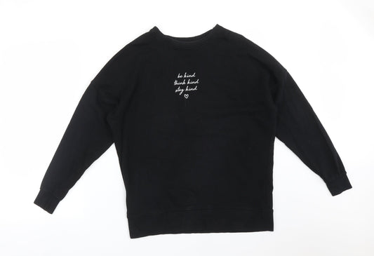 New Look Womens Black  Cotton Pullover Sweatshirt Size 8   - BE KIND THINK KIND STAY KIND