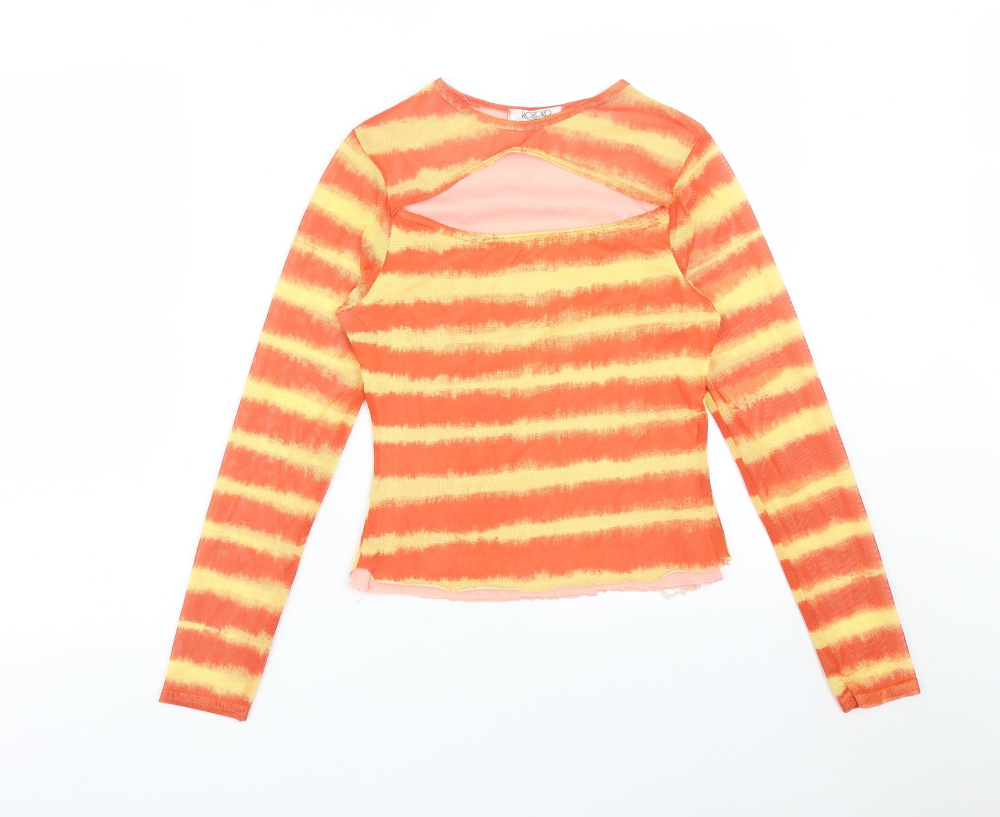 ROKOKO Womens Multicoloured Striped  Basic T-Shirt Size M Round Neck