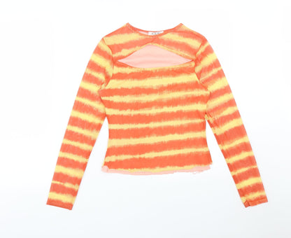 ROKOKO Womens Multicoloured Striped  Basic T-Shirt Size M Round Neck