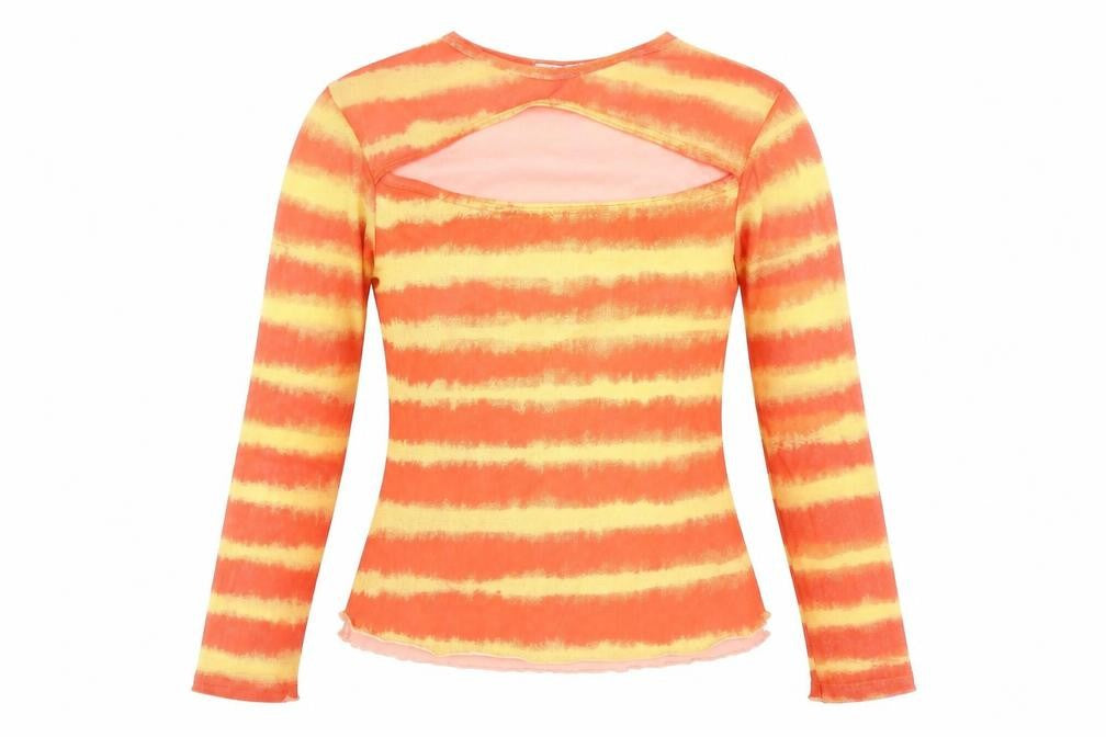 ROKOKO Womens Multicoloured Striped  Basic T-Shirt Size M Round Neck