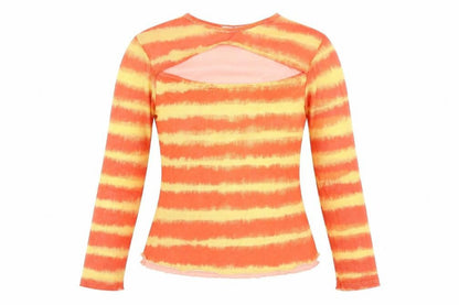 ROKOKO Womens Multicoloured Striped  Basic T-Shirt Size M Round Neck