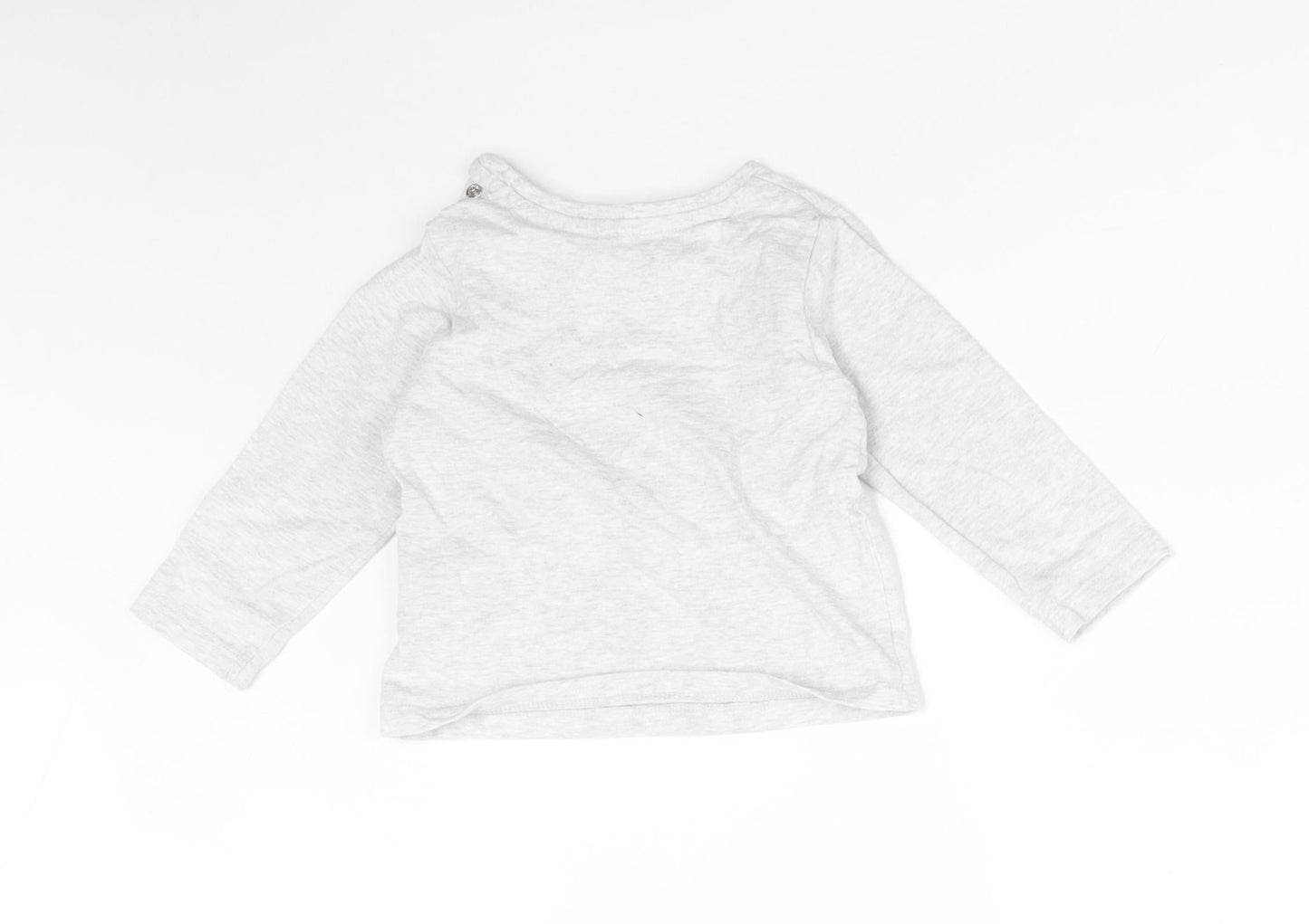 M&S Baby Grey  Cotton Basic T-Shirt Size 9-12 Months Round Neck  - COME PLAY IN THE PARK