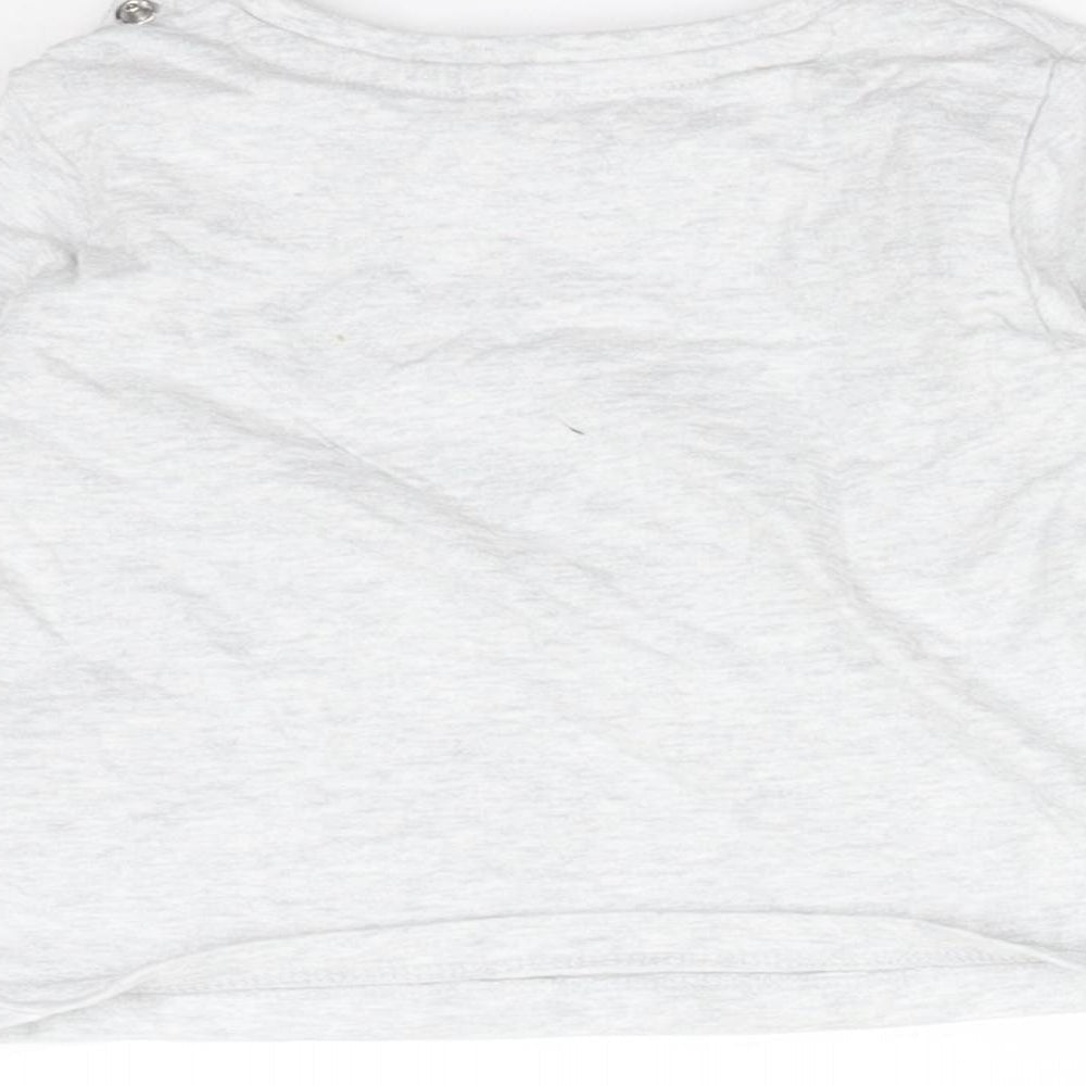 M&S Baby Grey  Cotton Basic T-Shirt Size 9-12 Months Round Neck  - COME PLAY IN THE PARK
