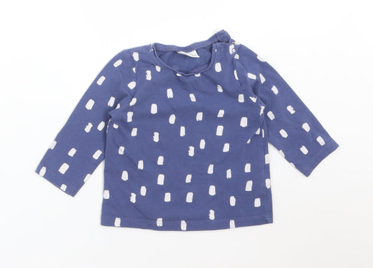 NEXT Baby Blue Polka Dot Cotton Basic T-Shirt Size 6-9 Months Round Neck