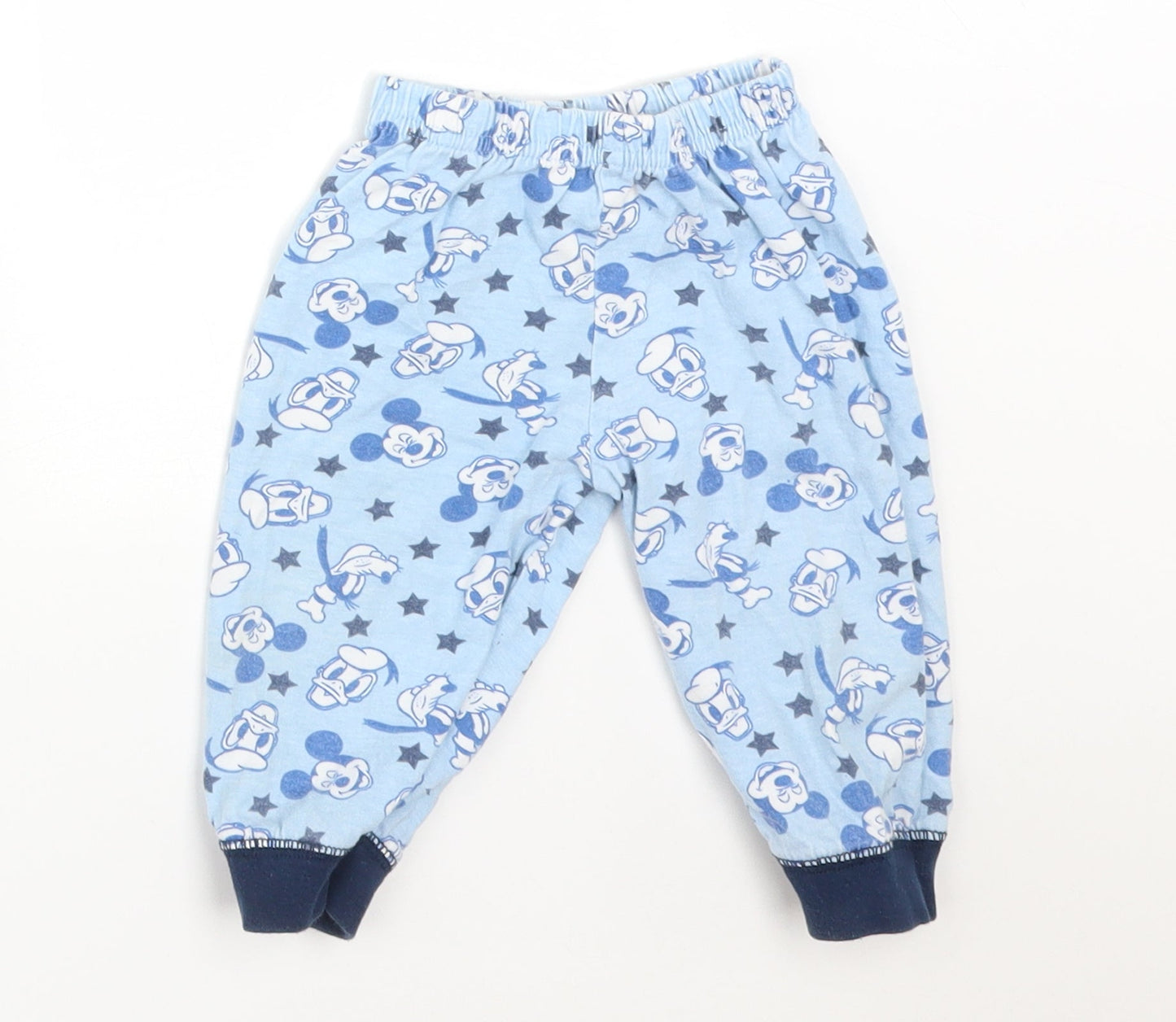 Disney Boys Blue Solid Cotton  Pyjama Pants Size 6-9 Months   - DISNEY