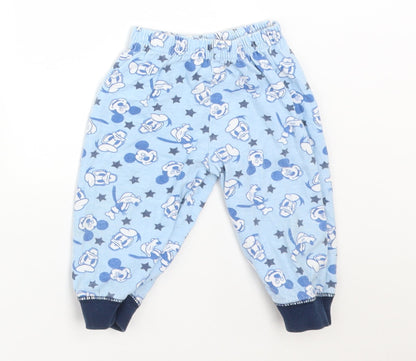 Preloved Disney Boys Blue Solid Cotton  Pyjama Pants Size 6-9 Months   - DISNEY - Front