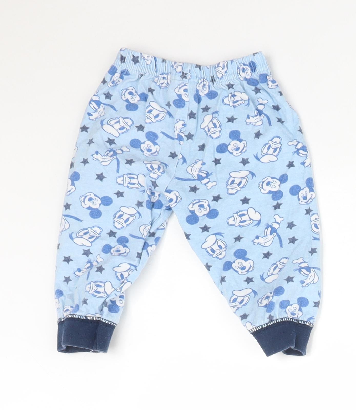 Disney Boys Blue Solid Cotton  Pyjama Pants Size 6-9 Months   - DISNEY