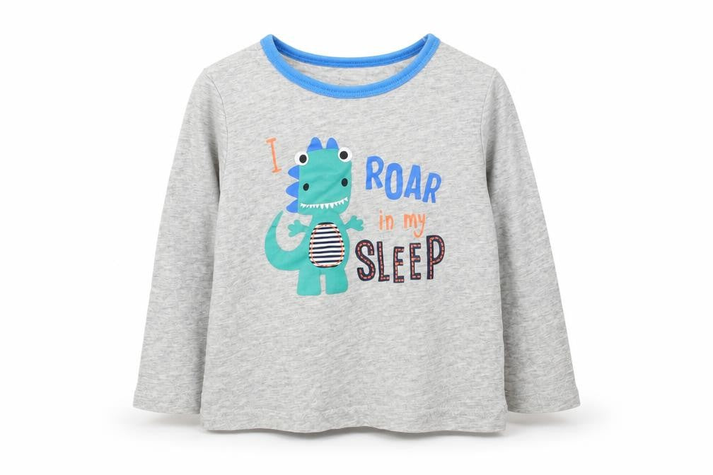 Peacocks Baby Grey  Cotton Basic T-Shirt Size 18-24 Months Round Neck  - I ROAR IN MY SLEEP