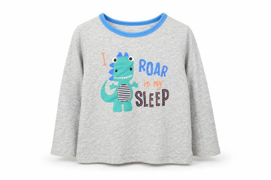 Peacocks Baby Grey  Cotton Basic T-Shirt Size 18-24 Months Round Neck  - I ROAR IN MY SLEEP