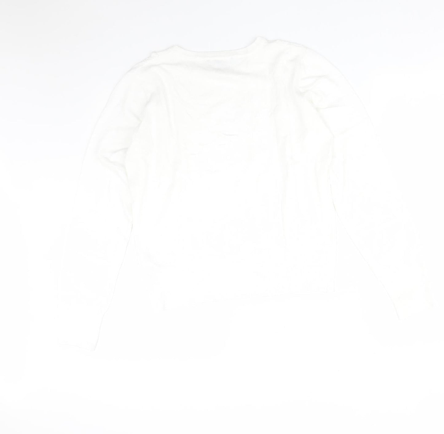Oasis Womens White Striped Viscose Basic T-Shirt Size M Round Neck