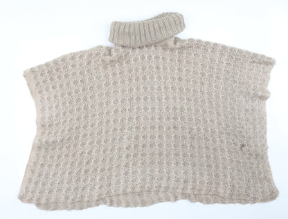 F&F Womens Beige Argyle/Diamond  Jacket Poncho Size M