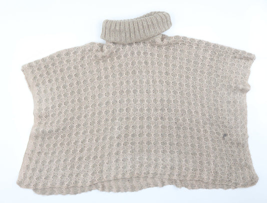 F&F Womens Beige Argyle/Diamond  Jacket Poncho Size M