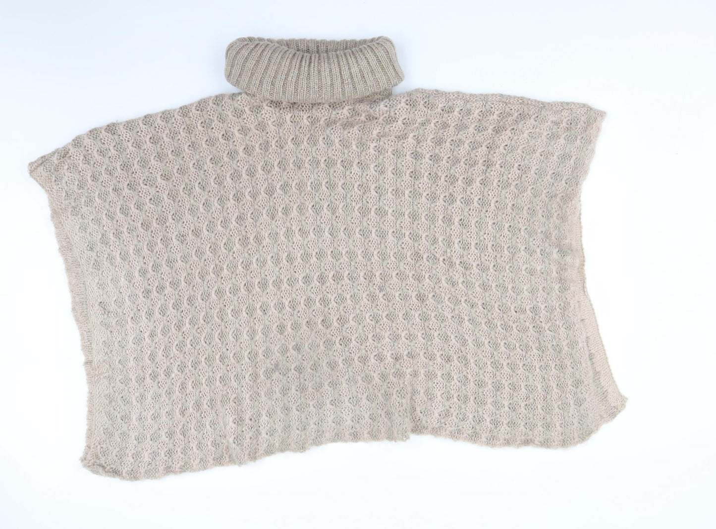 F&F Womens Beige Argyle/Diamond  Jacket Poncho Size M
