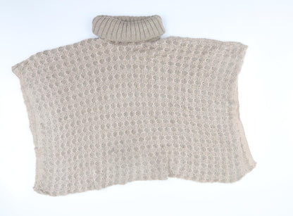 F&F Womens Beige Argyle/Diamond  Jacket Poncho Size M