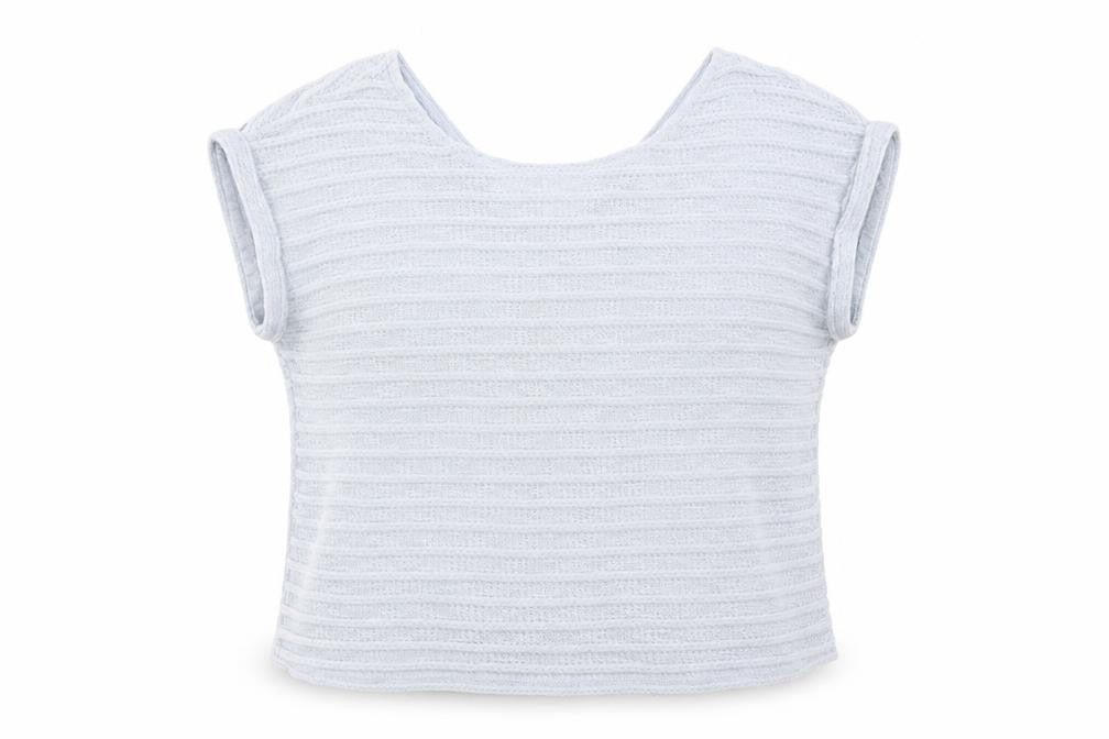 New Look Womens Blue Striped Polyester Basic T-Shirt Size 12 Round Neck