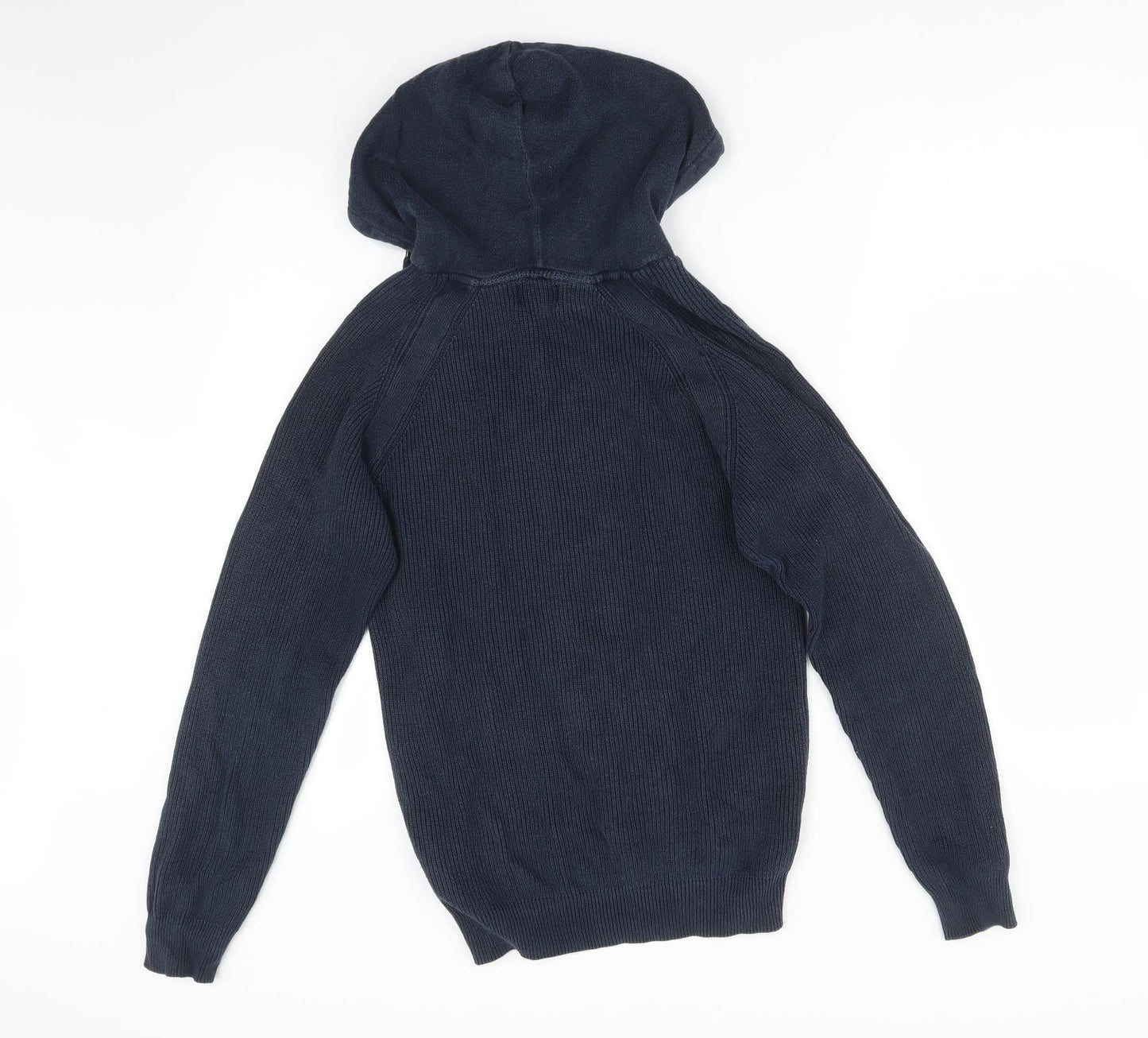 NEXT Mens Blue Striped Cotton Pullover Hoodie Size XS