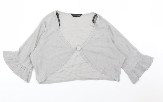 Dorothy Perkins Womens Silver V-Neck  Acrylic Cardigan Jumper Size 20
