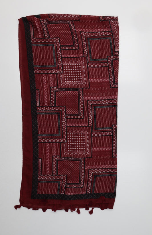 Preworn Womens Red Geometric Polyester  Scarf