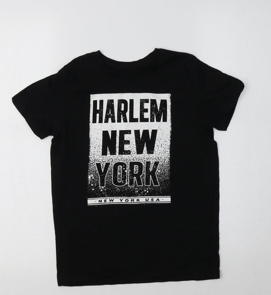 Primark Boys Black  Cotton Basic T-Shirt Size 8-9 Years Crew Neck  - Harlem