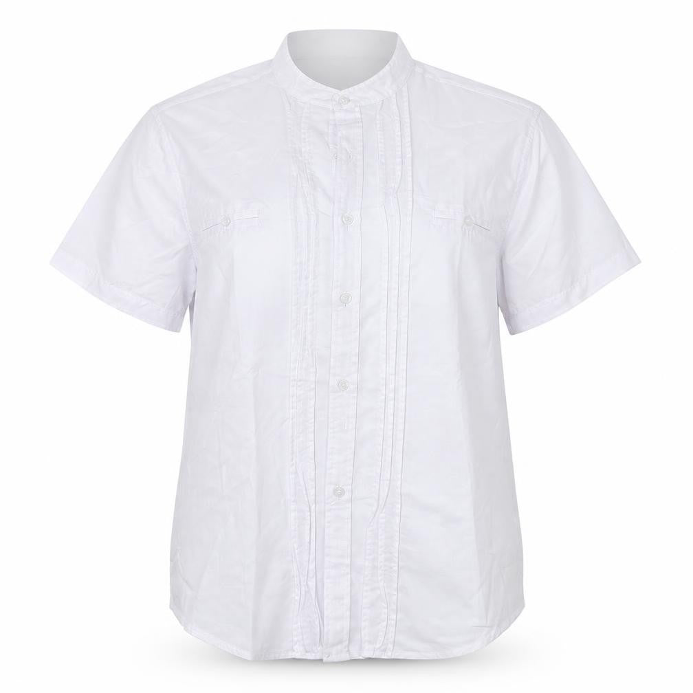 Preworn Womens White  Cotton Basic Button-Up Size 2XL Mock Neck