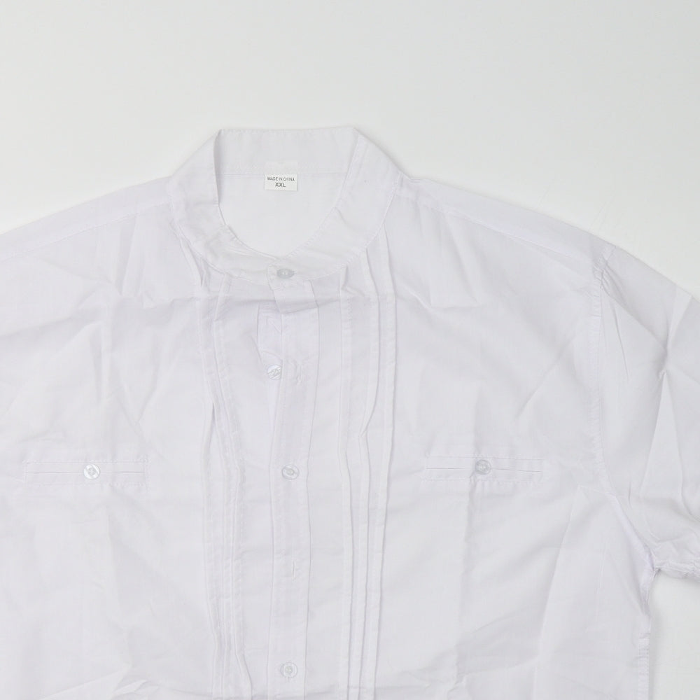 Preworn Womens White  Cotton Basic Button-Up Size 2XL Mock Neck