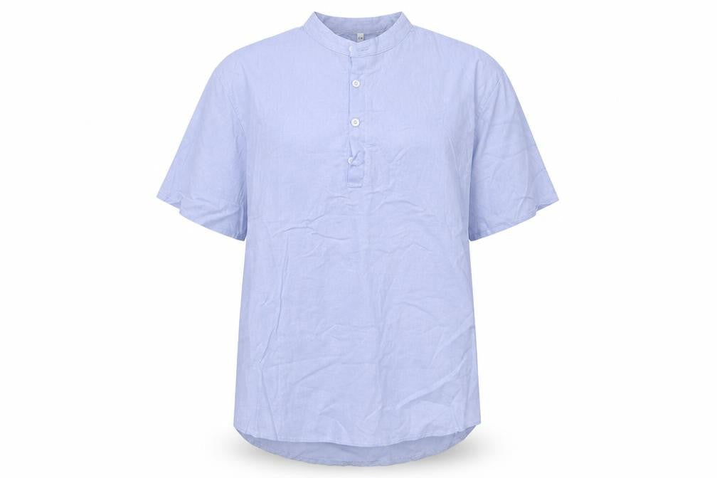 Preworn Womens Blue  Polyester Basic Button-Up Size 2XL Mock Neck