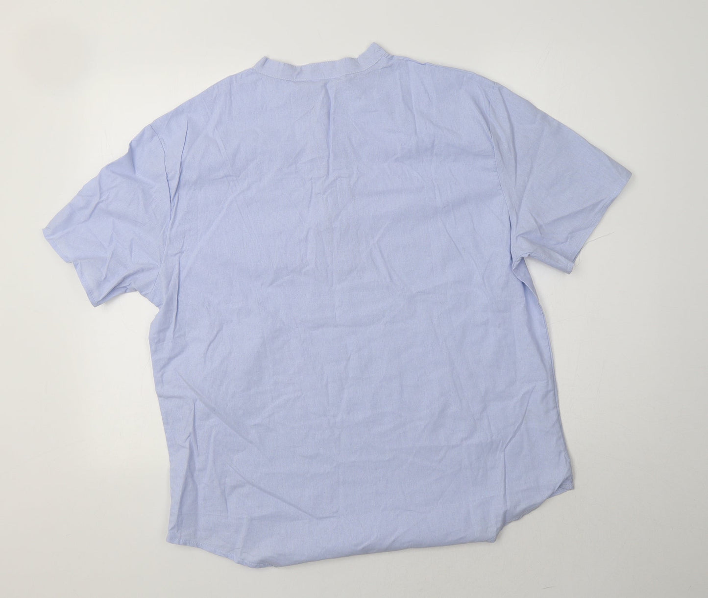Preworn Womens Blue  Polyester Basic Button-Up Size 2XL Mock Neck