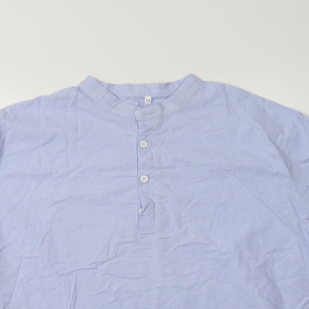 Preworn Womens Blue  Polyester Basic Button-Up Size 2XL Mock Neck