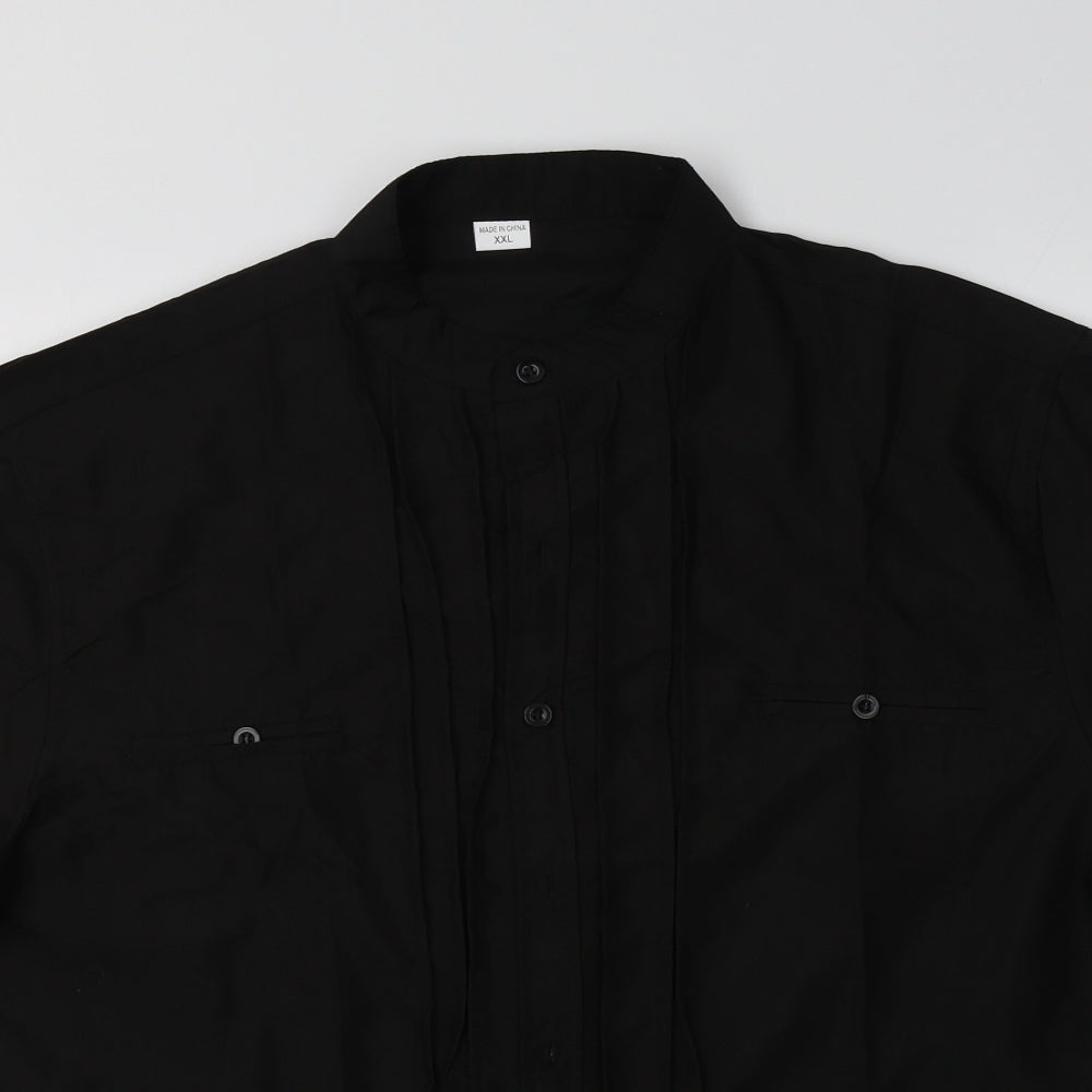 Preworn Womens Black  Polyester Basic Blouse Size 2XL Mock Neck