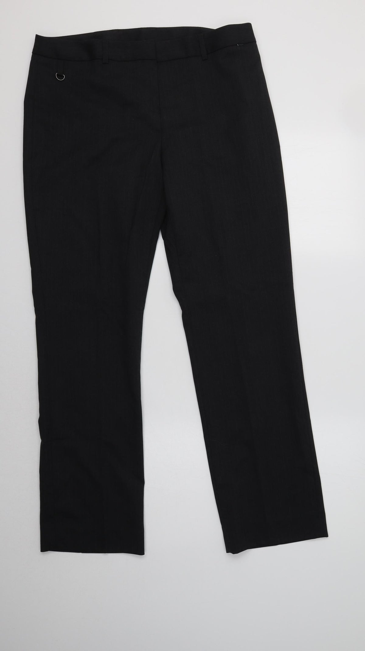Preworn Womens Grey Striped Polyester Dress Pants Trousers Size 14 L31 in Regular