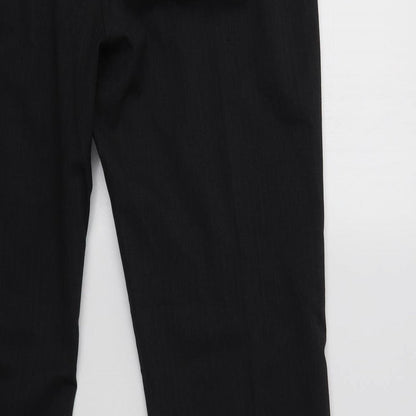 Preworn Womens Grey Striped Polyester Dress Pants Trousers Size 14 L31 in Regular
