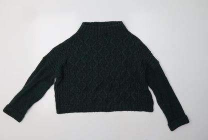 Next Womens Green Mock Neck   Pullover Jumper Size M