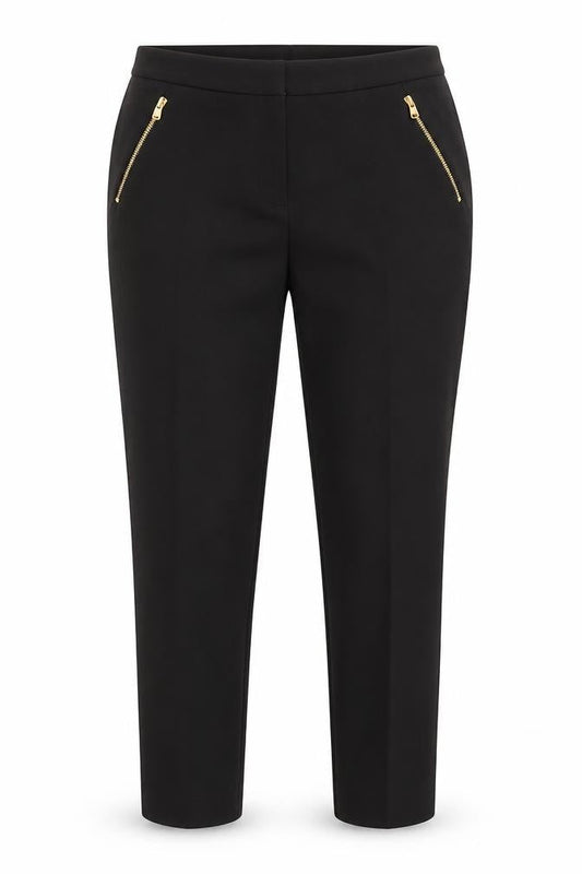 New Look Womens Black  Polyester Trousers  Size 8 L29 in Regular  - Gold Zips to pockets