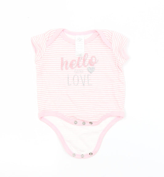 Preworn Baby Pink Striped Cotton Babygrow One-Piece Size 3-6 Months