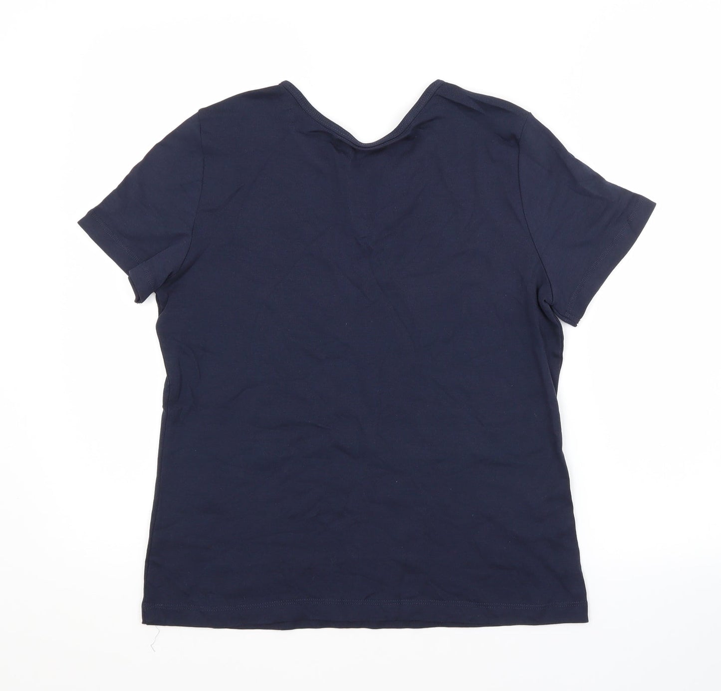 BM Womens Blue  Cotton Basic T-Shirt Size S V-Neck