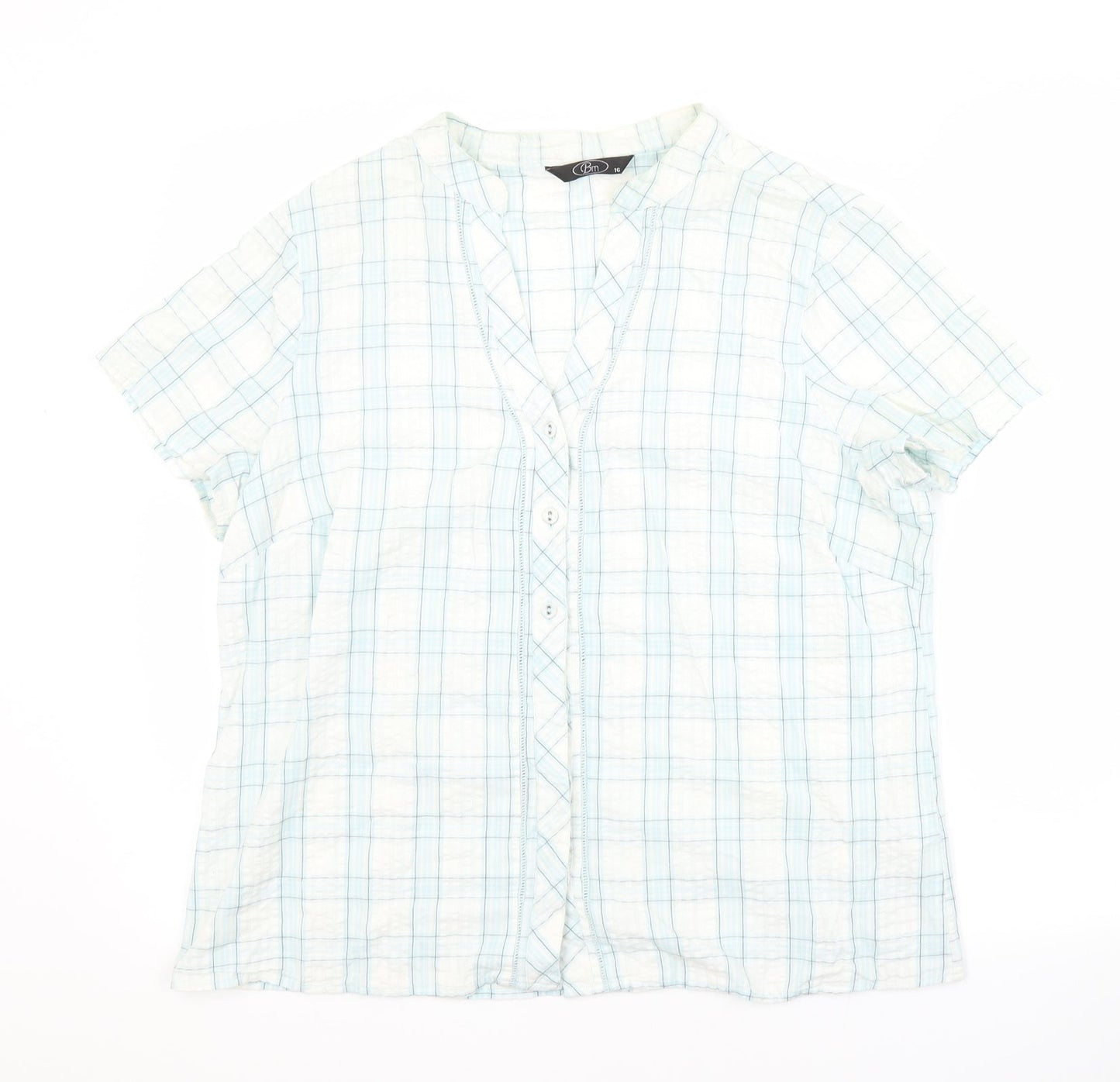 BM Womens Multicoloured Check Cotton Basic Button-Up Size 16 Collared