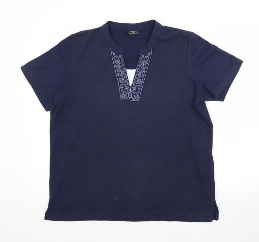 BM Womens Blue  Polyester Basic Blouse Size M V-Neck